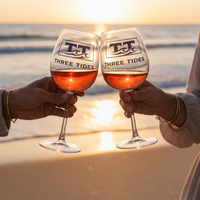 Three Tides 12oz Wine Glass — Coastal Logo Stemware